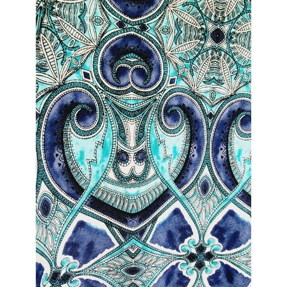 Chico's 3 Easy Wear Women's Turquoise Blue Geo Sweater Jacket 1 Button Slinky XL - Picture 4 of 6